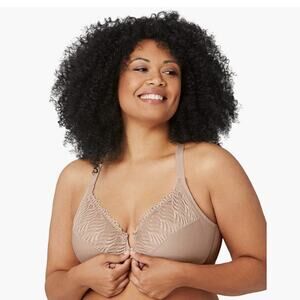 NWOT Glamorise Front-Close T-Back Wonderwire Underwire Beige 40H Full Figure Bra